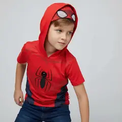 SPIDERMAN - Camiseta para Niño on Estampado Con capucha Manga corta de Algodón