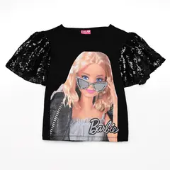 BARBIE - Camiseta para Niña con Estampado Manga corta de Algodón