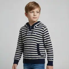 CONIGLIO - Saco Con capucha para Niño de Rayas de Algodón