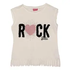 BARBIE - Top para Niña con aplique de Algodón