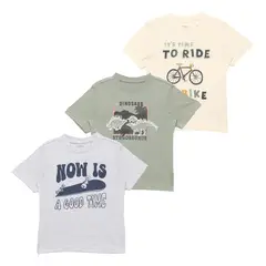 YAMP - Camisetas para Niño Pack de 3 unidades con Estampado Manga corta de Algodón