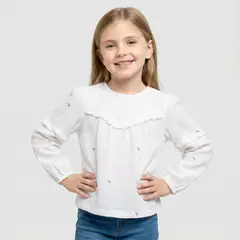 CONIGLIO - Blusa para Niña con Bordado Manga larga de Algodón