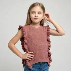 CONIGLIO - Chaleco para Niña con Boleros de Algodón