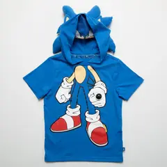 SONIC - Camiseta para Niño con Estampado Con capucha Manga corta de Algodón