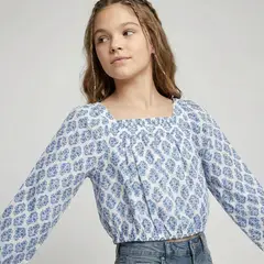 ELV - Blusa para Niña con Flores Manga larga de Algodón