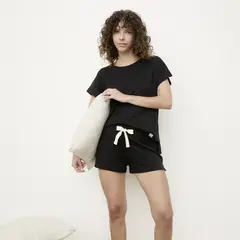 BENETTON - Pijama completa con short para Mujer Manga corta de Algodón peruano