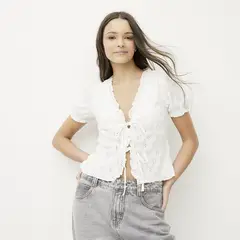 SYBILLA - Top Bordado Mujer Manga corta