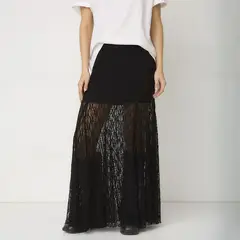 SYBILLA - Falda Maxi Mujer con Encaje