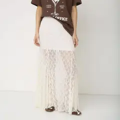 SYBILLA - Falda Maxi Mujer con Encaje