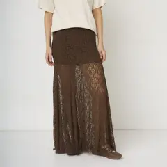 SYBILLA - Falda Maxi Mujer con Encaje