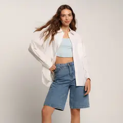 SYBILLA - Camisa Mujer Manga larga de Algodón