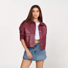 DENIMLAB - Chaqueta Mujer Efecto cuero Regular fit