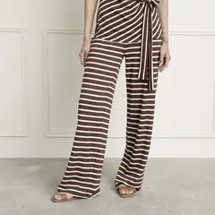 BASEMENT - Pantalón Wide leg Mujer Tiro medio de Rayas