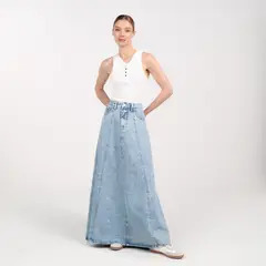 BASEMENT - Falda Maxi Mujer de Algodón