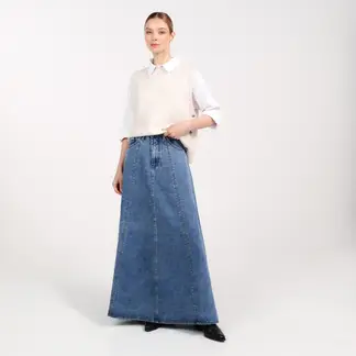 BASEMENT - Falda Maxi Mujer de Algodón