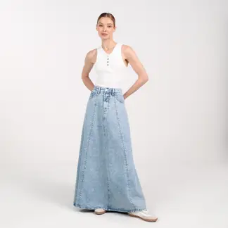 BASEMENT - Falda Maxi Mujer de Algodón