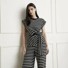 BASEMENT - Camiseta Mujer de Rayas Manga corta