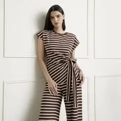 BASEMENT - Camiseta Mujer de Rayas Manga corta