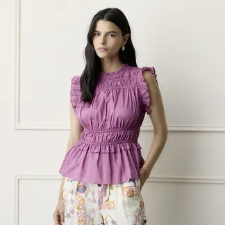 BASEMENT - Blusa Mujer con Boleros Sin mangas de Algodón