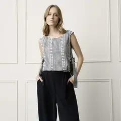 BASEMENT - Blusa Mujer con Estampado Sin mangas de Algodón