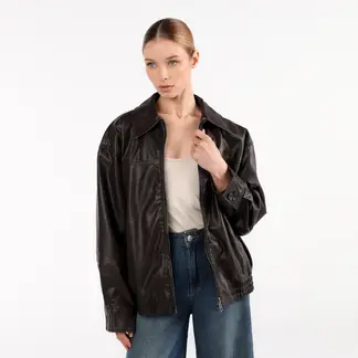 BASEMENT - Chaqueta Mujer Efecto cuero