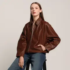 BASEMENT - Chaqueta Mujer Efecto cuero