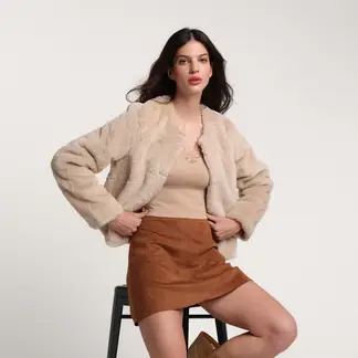 MOSSIMO - Chaqueta Mujer Efecto pelo