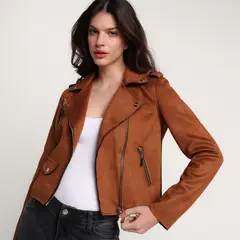 MOSSIMO - Chaqueta Mujer Efecto cuero