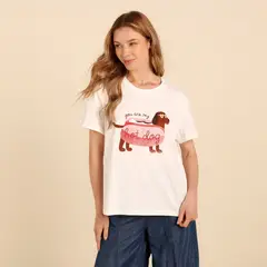 UNIVERSITY CLUB - Camiseta Mujer con Estampado Manga corta de Algodón