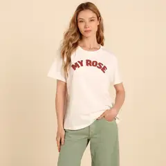 UNIVERSITY CLUB - Camiseta Mujer con Estampado Manga corta de Algodón