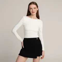 UNIVERSITY CLUB - Faldas Short Recto Mujer Tiro Medio de Algodón