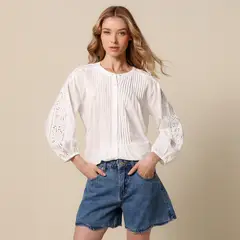 UNIVERSITY CLUB - Short de jean Mujer Tiro medio de Algodón