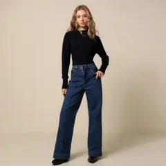 UNIVERSITY CLUB - Jean Wide leg Mujer Tiro alto