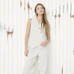 DENIMLAB - Chaleco Mujer de Rayas de Algodón