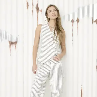 DENIMLAB - Chaleco Mujer de Rayas de Algodón