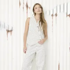DENIMLAB - Chaleco Mujer de Rayas de Algodón