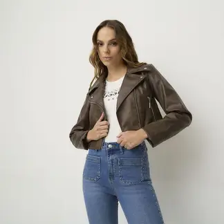MOSSIMO - Chaqueta Efecto cuero Mujer Tipo biker Slim fit