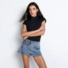 DENIMLAB - Falda de jean Mini Mujer de Algodón