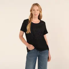 SOUTHLAND - Blusa Mujer Brillante Manga corta de Algodón