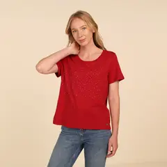 SOUTHLAND - Blusa Mujer Brillante Manga corta de Algodón