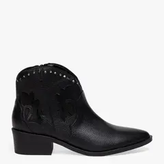 UNIVERSITY CLUB - Botines texanos para Mujer con tacón Cónico Barbara Negros