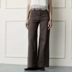BASEMENT - Jean Wide leg Mujer Tiro medio