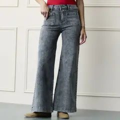BASEMENT - Jean Wide leg Mujer Tiro medio