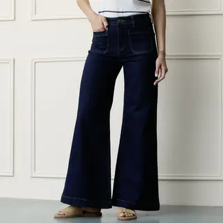 BASEMENT - Jean Wide leg Mujer Tiro medio