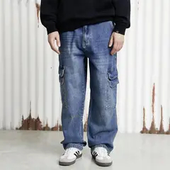 DENIMLAB - Pantalón Medio Cargo Hombre Largo 32