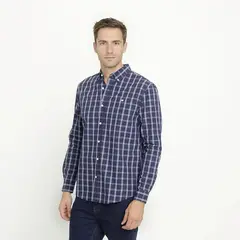 UNIVERSITY CLUB - Camisa Hombre de Cuadros Manga larga Classic fit de Algodón