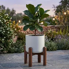MICA - Macetero Con Pedestal De Madera 23X17 Cm Decoración