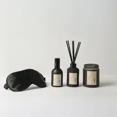 BASEMENT HOME - Set Aromático Sleep Lino Fresco y Brisa Marina: Vela 213g + Difusor 100ml + Ambientador 100ml + Tapa Ojos