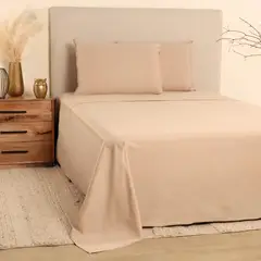 CASA CANTABRIA - Juego De Sábanas Algodón 300 Hilos Lisa Sateen