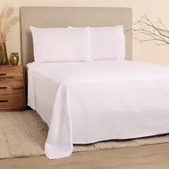 CASA CANTABRIA - Juego De Sábanas Algodón 300 Hilos Lisa Sateen
